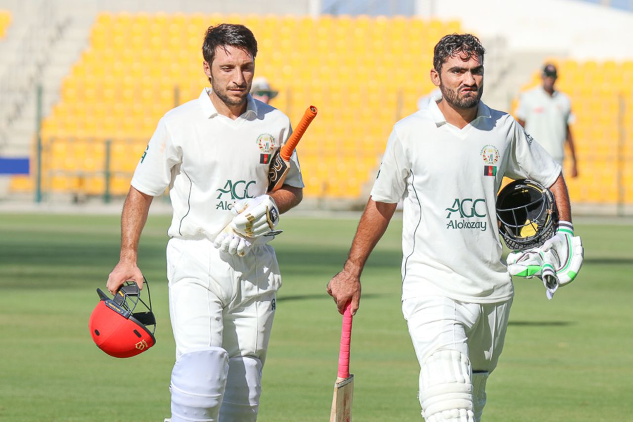 Rahmat Shah and Ihsanullah broke the Afghanistan first-class record for the highest partnership for any wicket by adding 197, UAE v Afghanistan, 2015-17 Intercontinental Cup, 1st day, Abu Dhabi, November 29, 2017