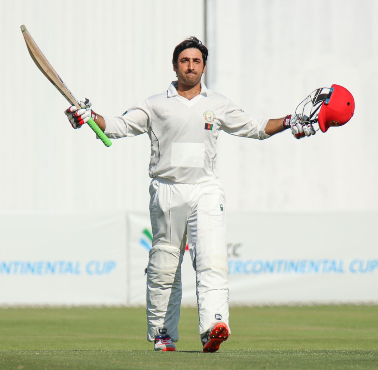 Asghar Stanikzai scores his fifth first-class century off 122 balls, UAE v Afghanistan, 2015-17 Intercontinental Cup, 2nd day, Abu Dhabi, November 30, 2017
