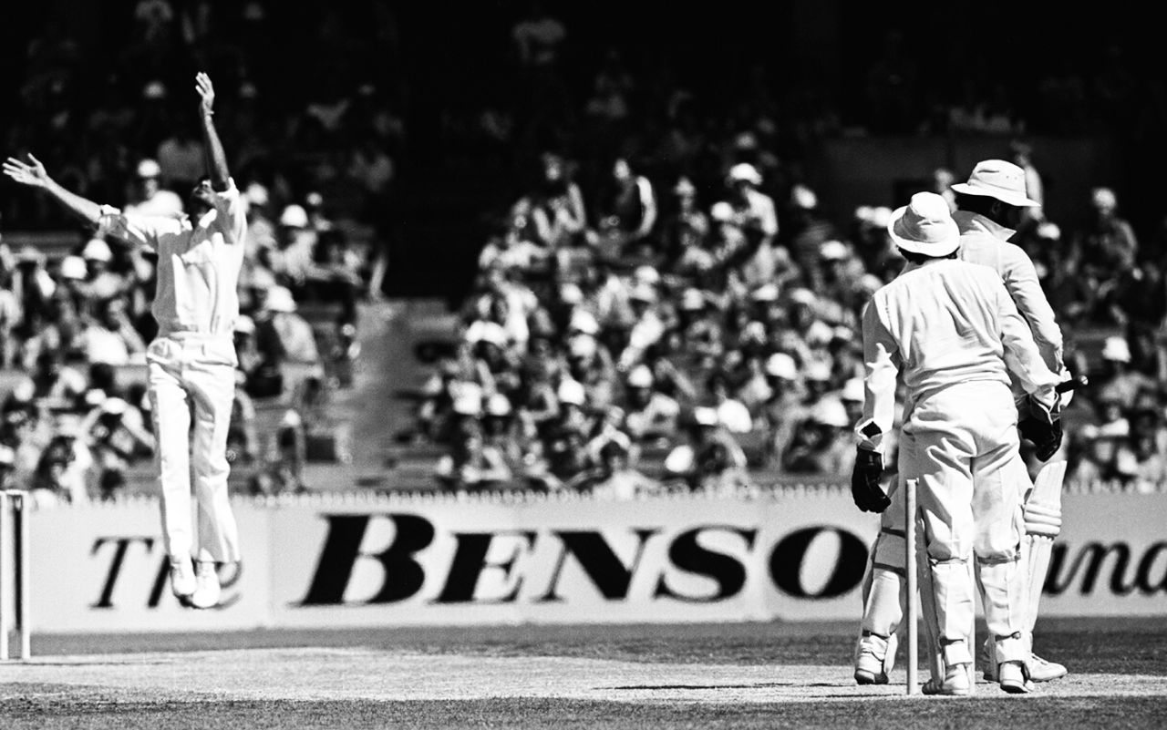 Greg Chappell is caught and bowled by Karsan Ghavri for 76, Australia v India, 3rd Test, MCG, February 8, 1981