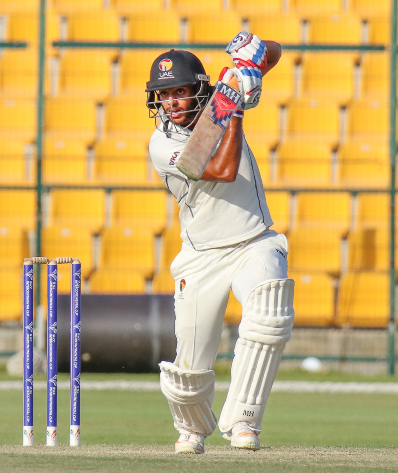 Chirag Suri punches through the off side during his maiden first-class fifty, UAE v Afghanistan, 2015-17 Intercontinental Cup, 3rd day, Abu Dhabi, December 1, 2017