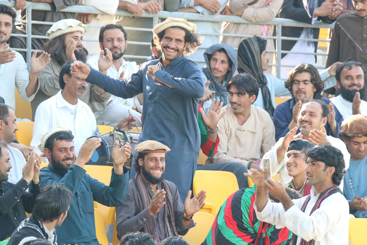 An Afghanistan supporter dances in the crowd, UAE v Afghanistan, 2015-17 Intercontinental Cup, 3rd day, Abu Dhabi, December 1, 2017