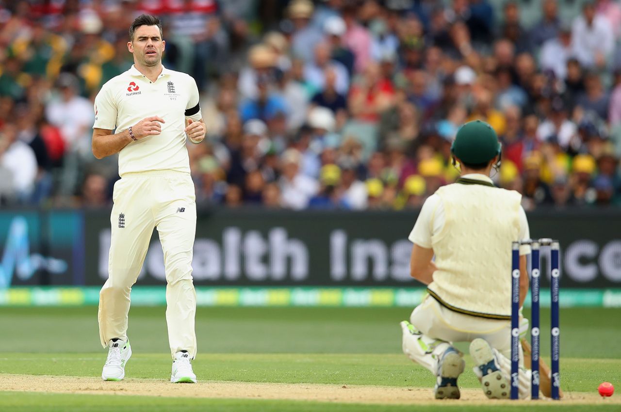 James Anderson looks on after beating Cameron Bancroft, Australia v England, 2nd Test, The Ashes 2017-18, 1st day, Adelaide, December 2, 2017
