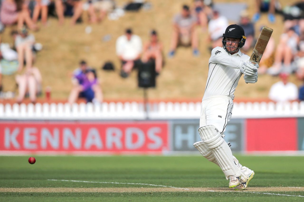 Tom Blundell notched up a half-century on his Test debut, New Zealand v West Indies, 1st Test, Wellington, 2nd day, December 2, 2017
