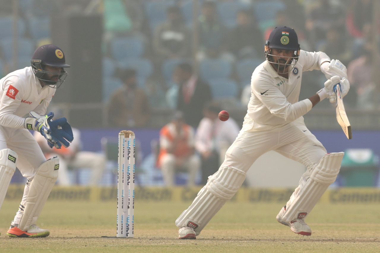 M Vijay steers the ball into the off side, India v Sri Lanka, 3rd Test, Delhi, 1st day, December 2, 2017