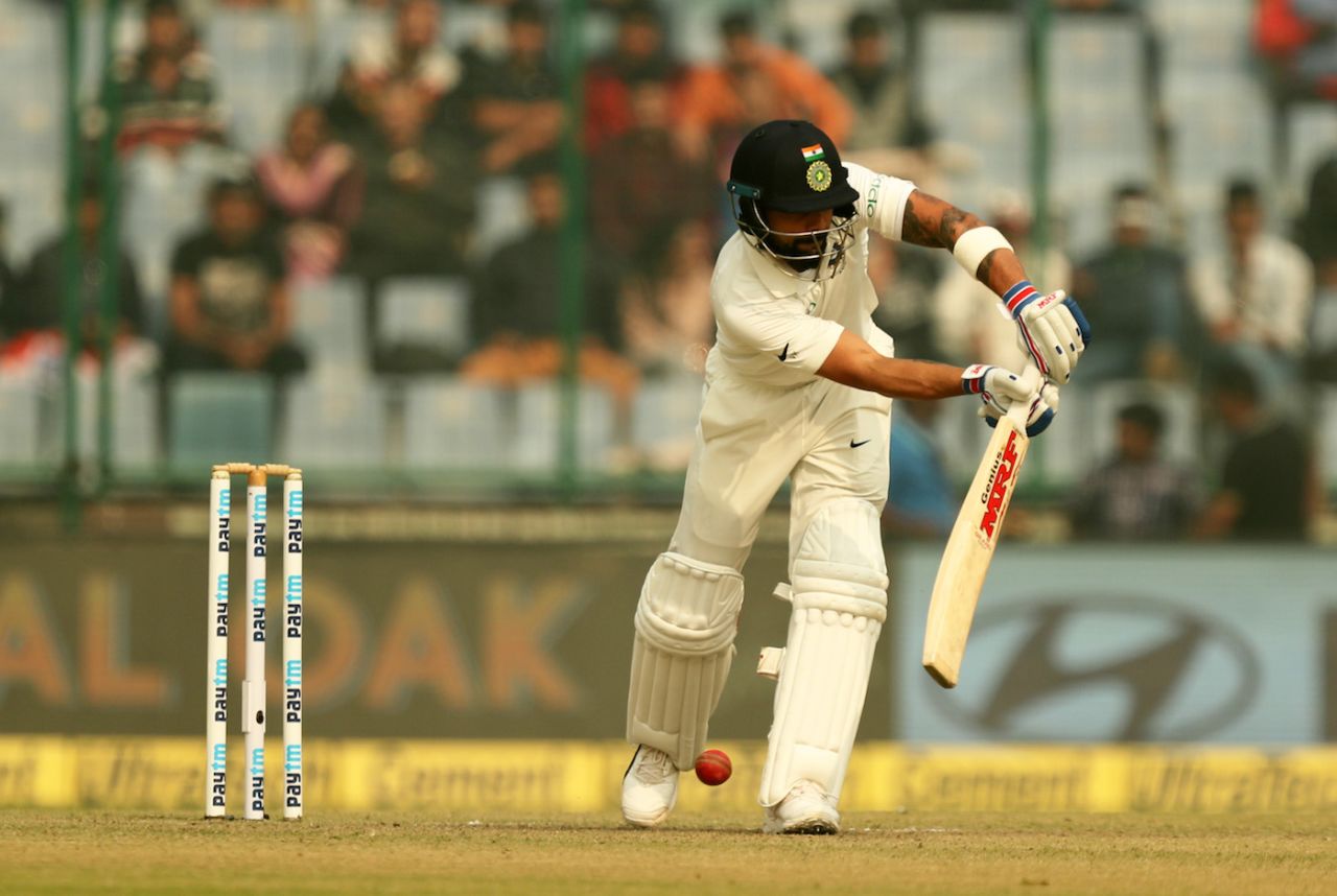 Virat Kohli brings his wrists into play, India v Sri Lanka, 3rd Test, Delhi, 1st day, December 2, 2017
