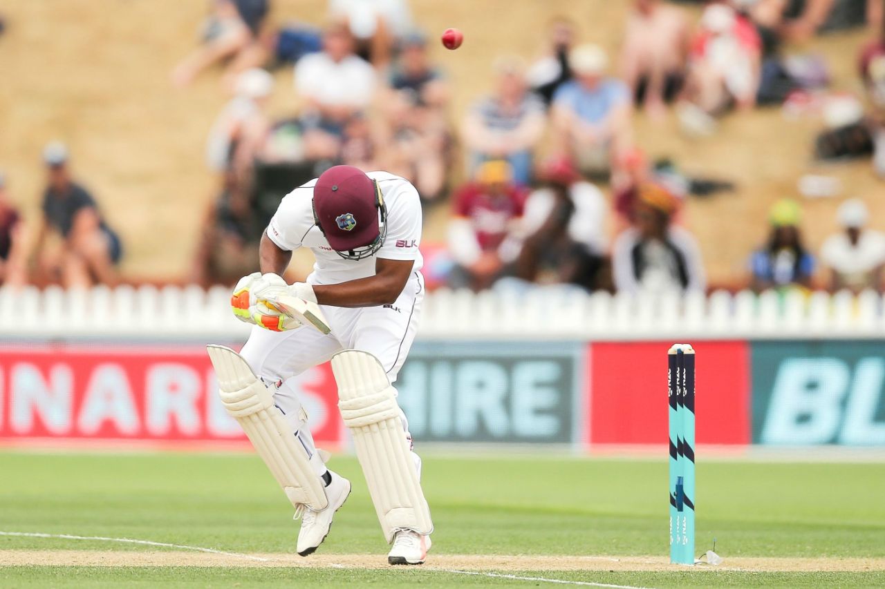 The short-ball barrage to West Indies continued in the second innings, New Zealand v West Indies, 1st Test, Wellington, 3rd day, December 3, 2017