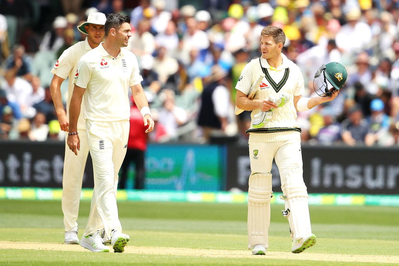 James Anderson and Tim Paine exchange views, Australia v England, 2nd Test, The Ashes 2017-18, 2nd day, Adelaide, December 3, 2017