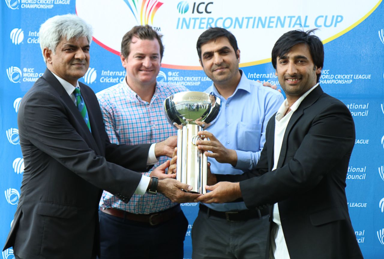 Captain Asghar Stanikzai receives the Intercontinental Cup, UAE v Afghanistan, 2015-17 Intercontinental Cup, 4th day, Abu Dhabi, December 2, 2017