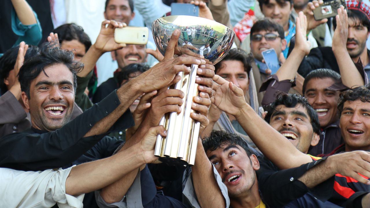 Afghanistan fans celebrate with the Intercontinental Cup, UAE v Afghanistan, 2015-17 Intercontinental Cup, 4th day, Abu Dhabi, December 2, 2017