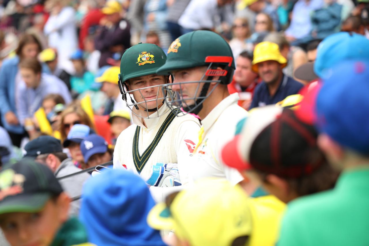 Shaun Marsh and Pete Handscomb wait to go out to bat, Australia v England, 2nd Test, The Ashes 2017-18, 2nd day, Adelaide, December 3, 2017