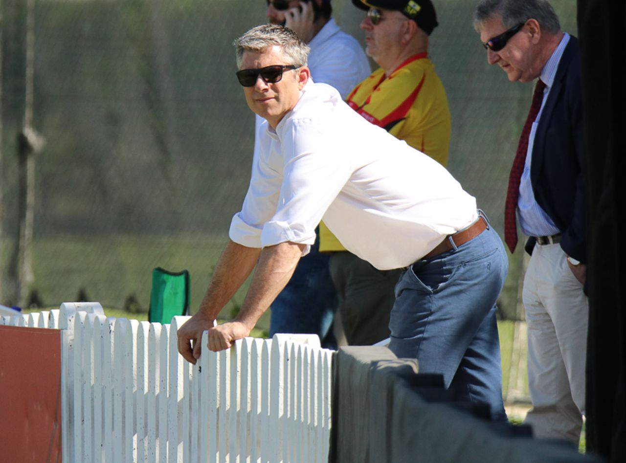 William Glenwright, ICC head of global development, looks on during a tense day of WCL Championship matches, Hong Kong v Papua New Guinea, 1st ODI, 2015-17 WCL Championship, Dubai, December 6, 2017