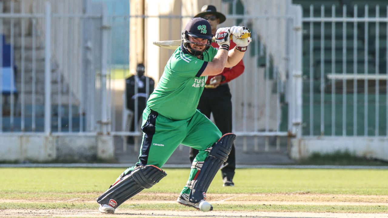Paul Stirling drives through the covers for a boundary, Afghanistan v Ireland, 2nd ODI, Sharjah, December 7, 2017