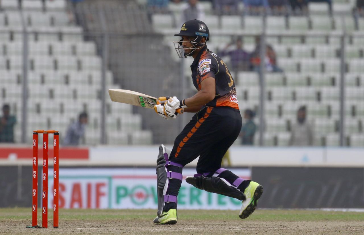 Mahmudullah looks on after pulling one down the leg side, Rangpur Riders v Khulna Titans, BPL 2017-18, Eliminator, Mirpur