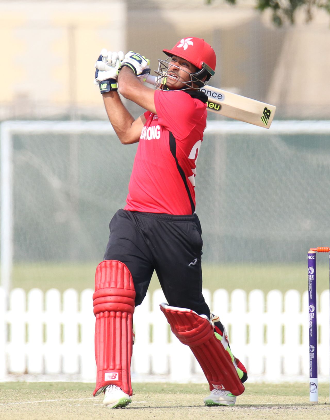 Anshuman Rath hits the last ball of the innings for six over deep midwicket, Hong Kong v Papua New Guinea, 2nd ODI, 2015-17 WCL Championship, Dubai, December 8, 2017