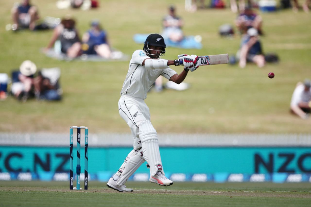Jeet Raval gets on top of a pull shot, New Zealand v West Indies, 2nd Test, Hamilton, 1st day, December 9, 2017
