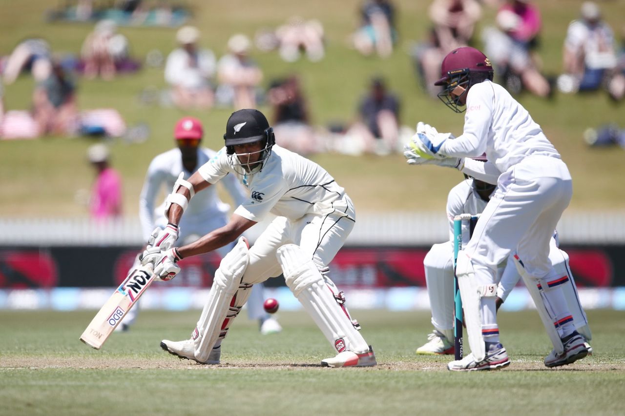 Jeet Raval drove New Zealand's strong start with a solid half-century, New Zealand v West Indies, 2nd Test, Hamilton, 1st day, December 9, 2017
