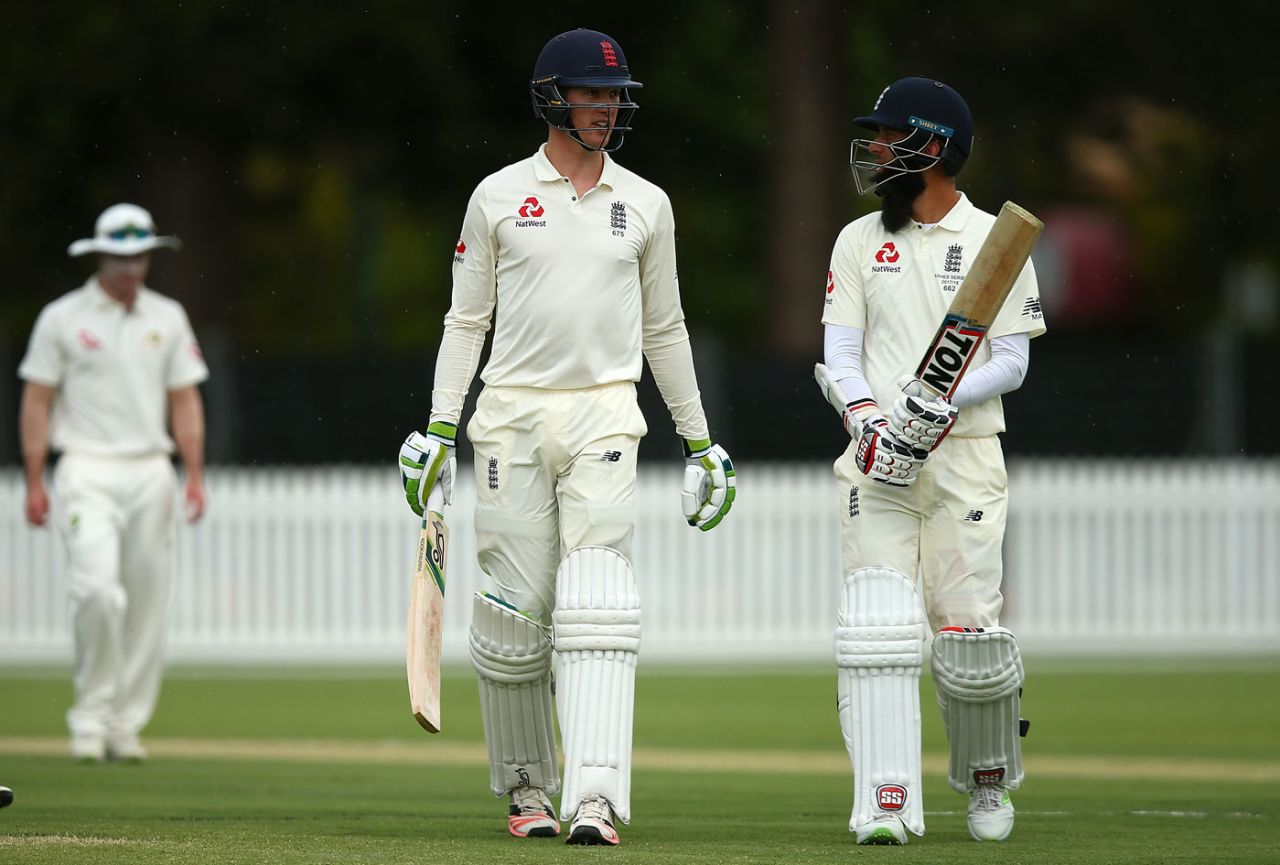 England's innings was interrupted by a rain delay, Cricket Australia XI v England XI, Tour match, Perth, 1st day, December 9, 2017