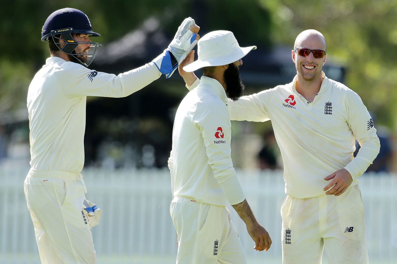 Jack Leach survived an onslaught to pick up four wickets, Cricket Australia XI v England XI, Tour match, Perth, 2nd day, December 10, 2017