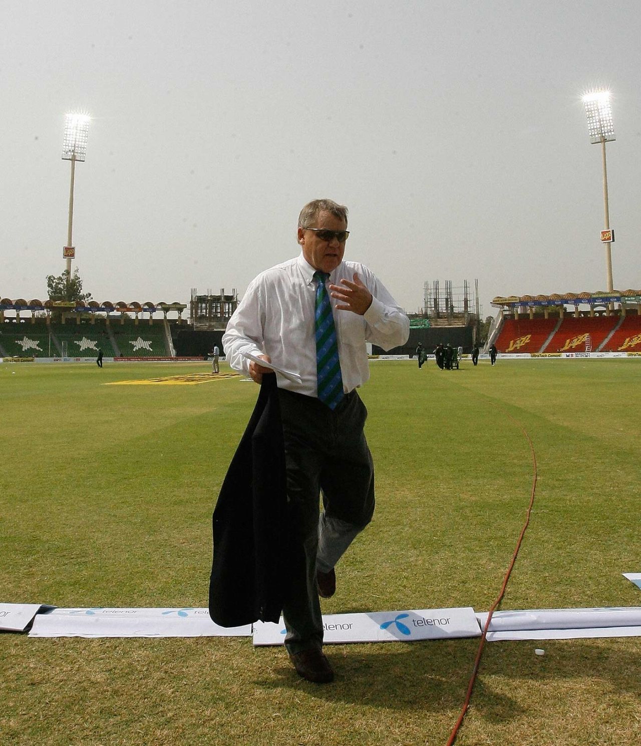 Match referee Mike Procter walks off the field after the toss, Sri Lanka v UAE, Asia Cup, Lahore, June 26, 2008