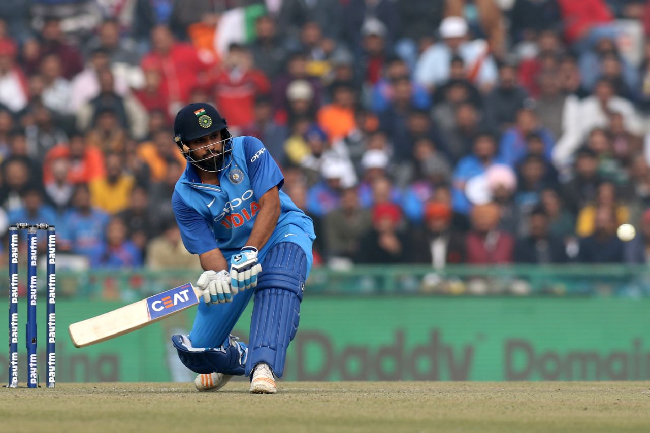 Rohit Sharma gets into position for a lap-sweep, India v Sri Lanka, 2nd ODI, Mohali, December 13, 2017