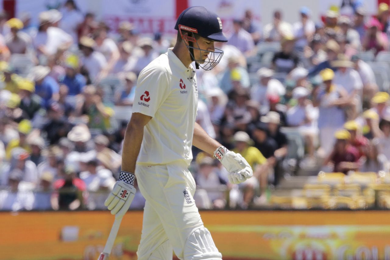 Alastair Cook fell for 7 in the first innings of his 150th Test, Australia v England,  3rd Test, Perth, 1st day, December 14, 2017