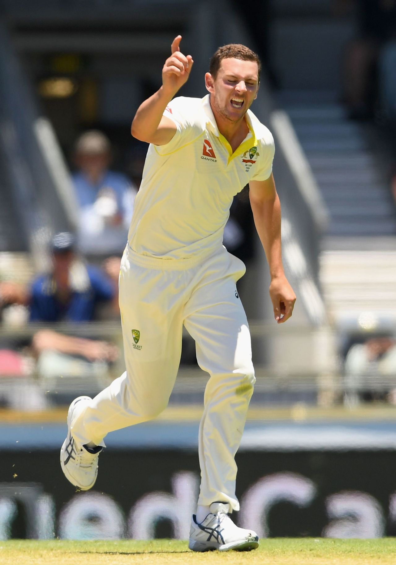 Josh Hazlewood had James Vince caught on the drive before lunch, Australia v England,  3rd Test, Perth, 1st day, December 14, 2017