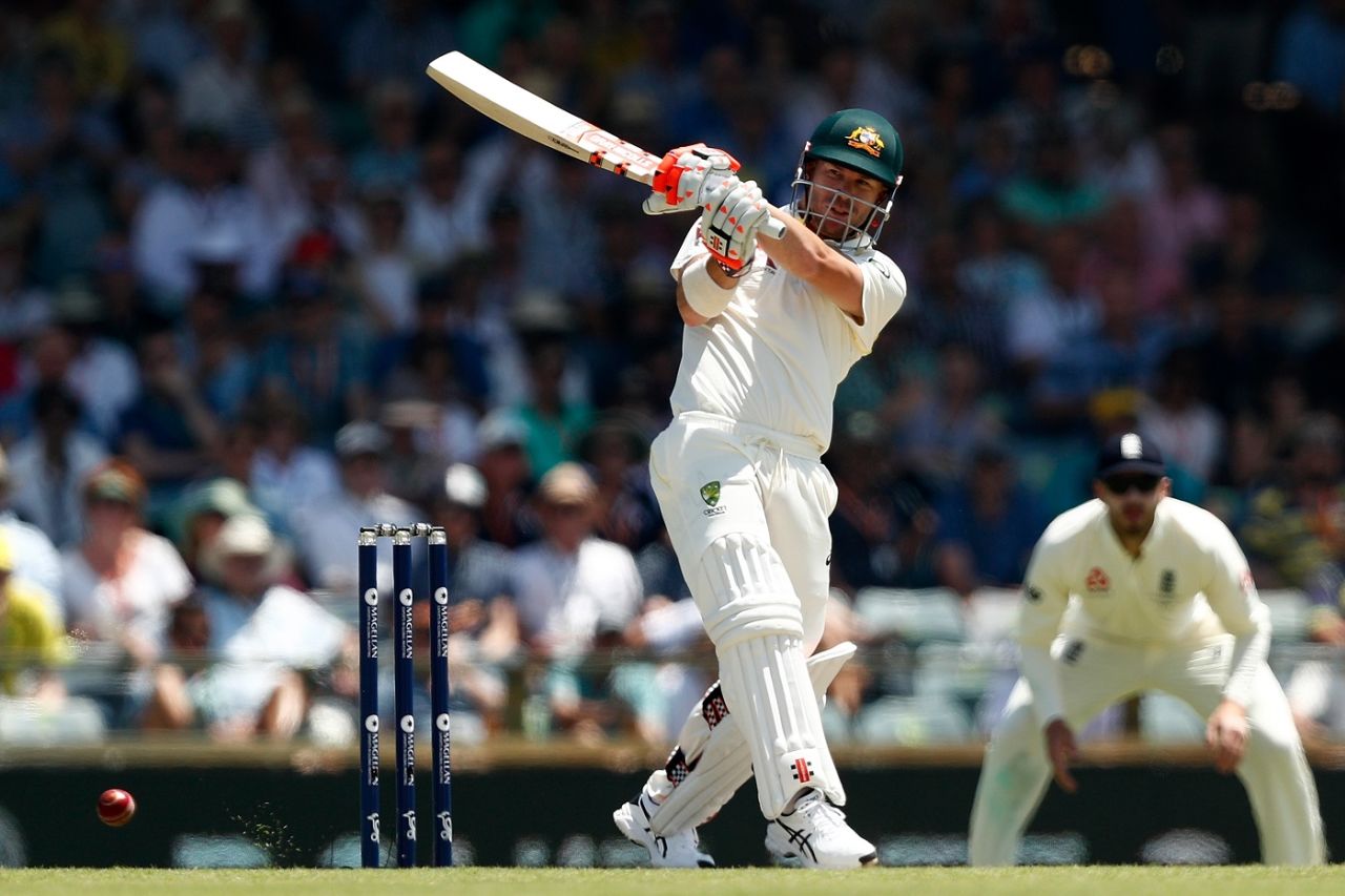 David Warner nails a pull, Australia v England,  3rd Test, Perth, 2nd day, December 15, 2017
