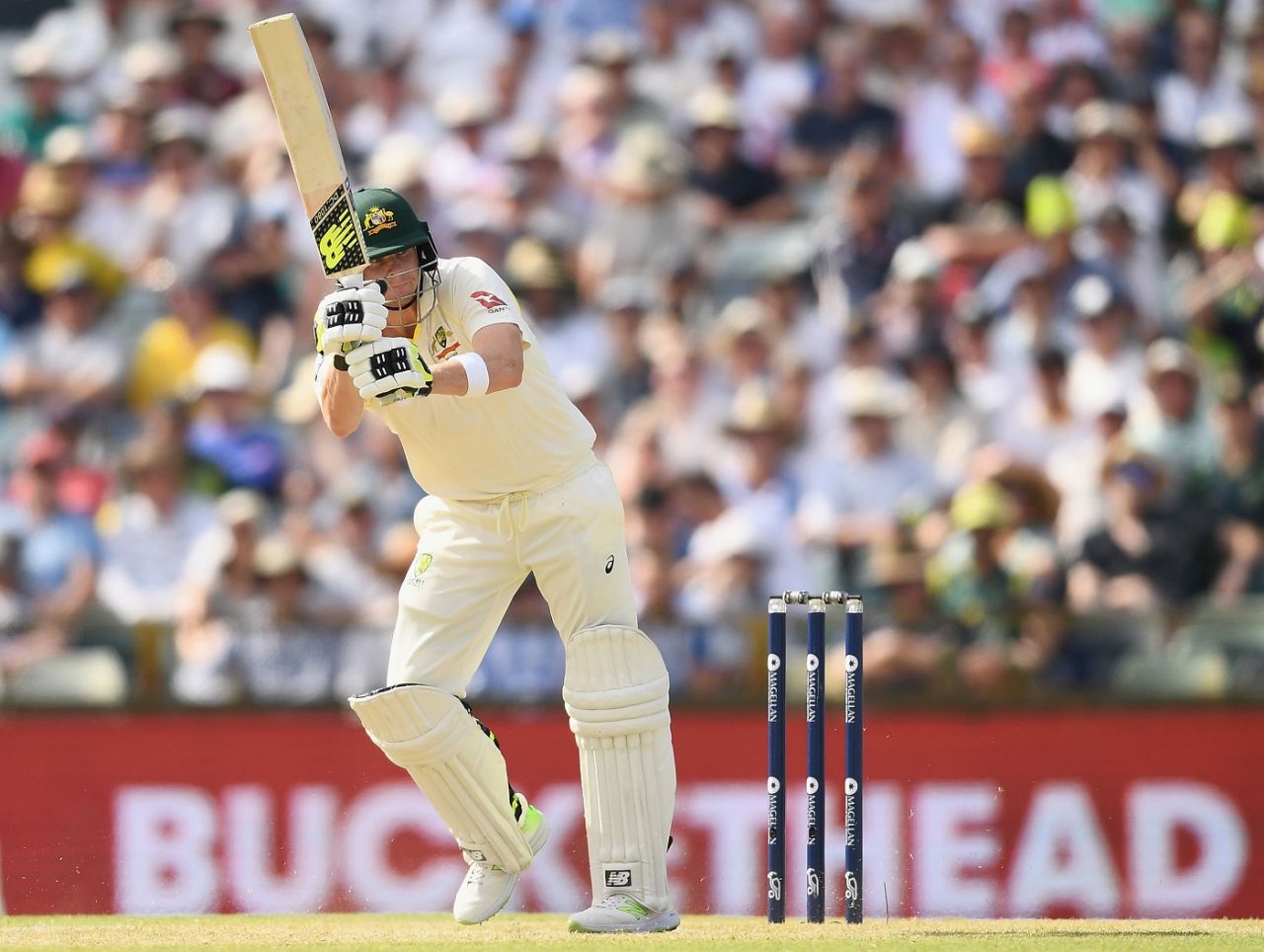 Steven Smith targets the leg side, Australia v England,  3rd Test, Perth, 2nd day, December 15, 2017