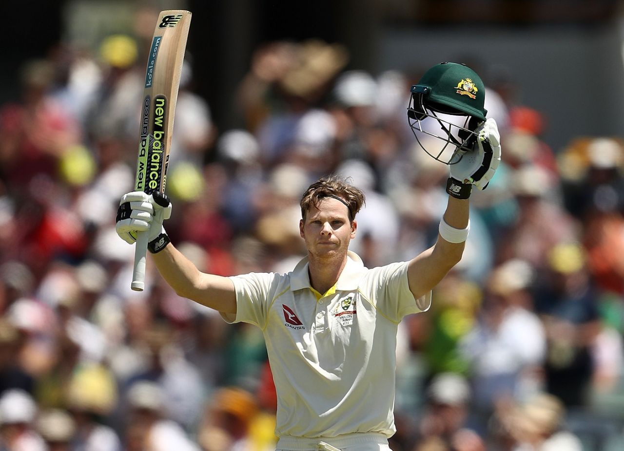Steven Smith brought up his 22nd Test hundred, Australia v England, 3rd Test, Perth, 3rd day, December 16, 2017