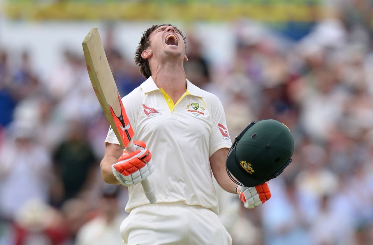 Mitchell Marsh roars after hitting his maiden Test hundred, Australia v England, 3rd Test, Perth, 3rd day, December 16, 2017