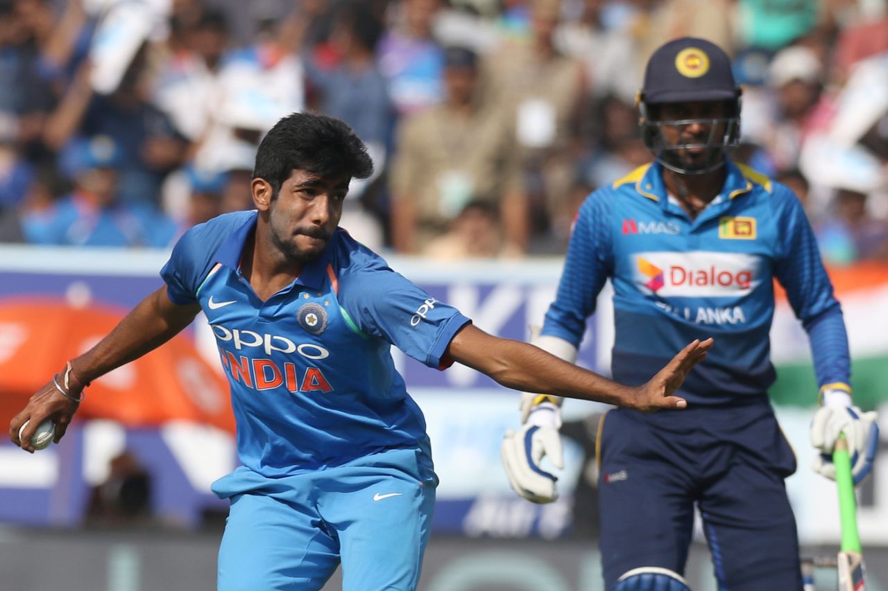 Jasprit Bumrah reacts in the field, India v Sri Lanka, 3rd ODI, Visakhapatnam, December 17, 2017