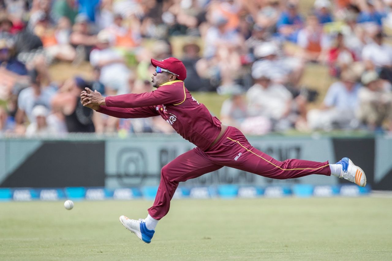 Evin Lewis drops a difficult chance, New Zealand v West Indies, 1st ODI, Whangarei, December 20, 2017
