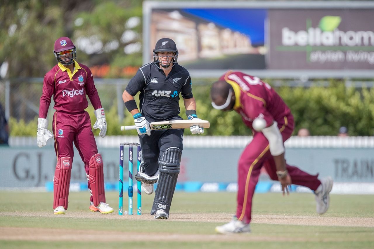 Ross Taylor takes off for a single, New Zealand v West Indies, 1st ODI, Whangarei, December 20, 2017