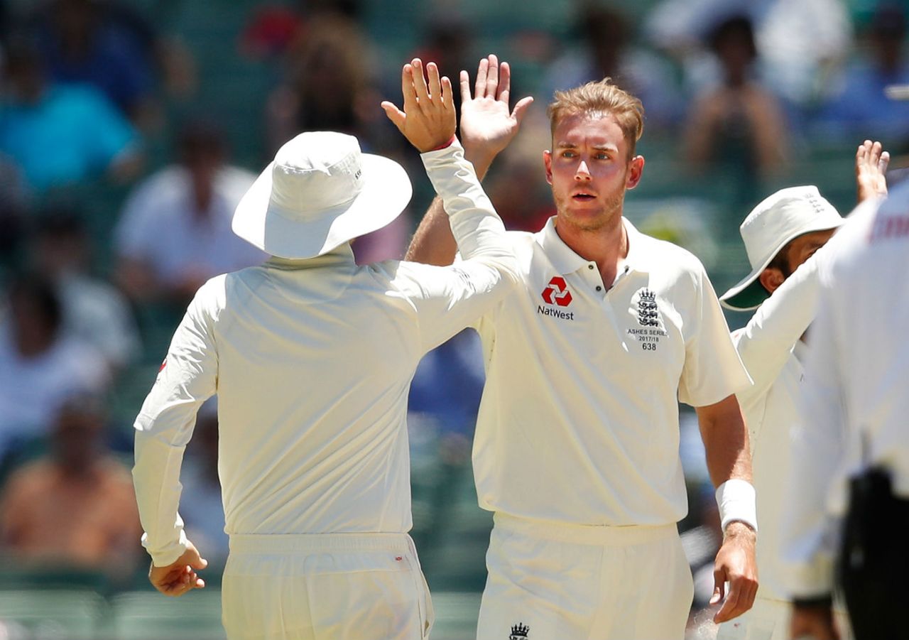 Stuart Broad removed Pat Cummins for his fourth wicket, Australia v England, 4th Test, 2nd day, Melbourne, December 27, 2017