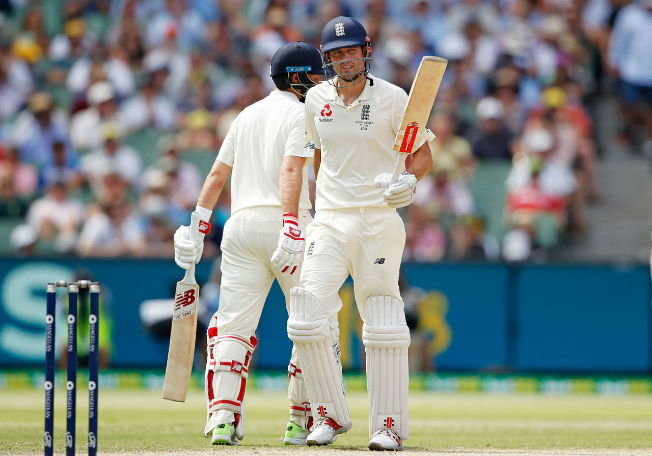 Alastair Cook brought up his first fifty of the series, Australia v England, 4th Test, 2nd day, Melbourne, December 27, 2017
