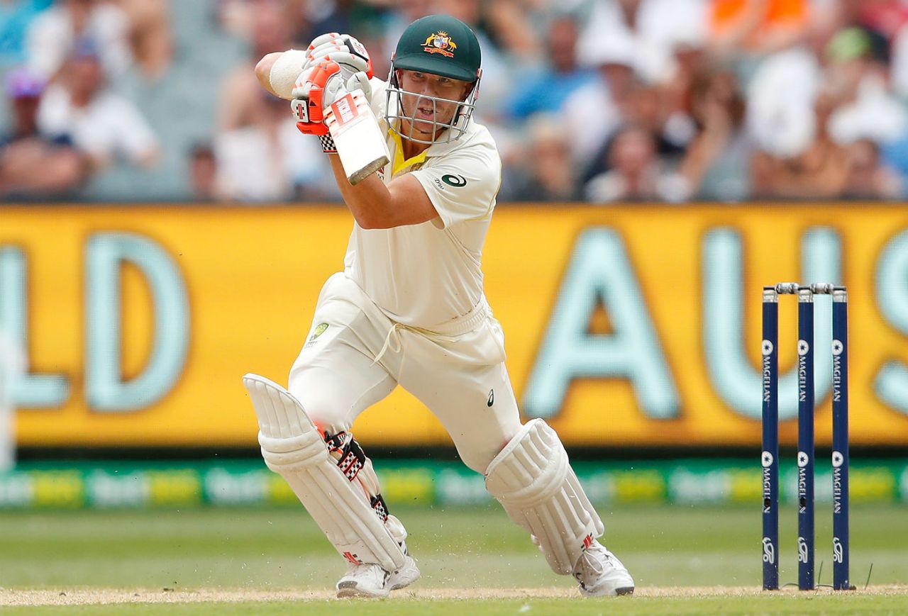 David Warner drives through the covers, Australia v England, 4th Ashes Test, Melbourne, 4th day, December 29, 2017