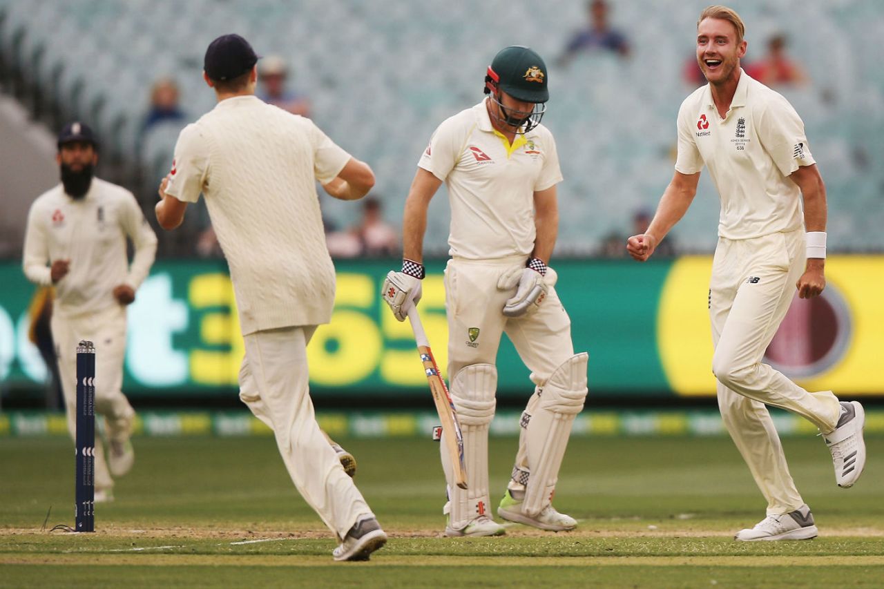 Stuart Broad dismissed Shaun Marsh on the stroke of lunch, Australia vs England, fourth Test, fifth day, December 30, 2017