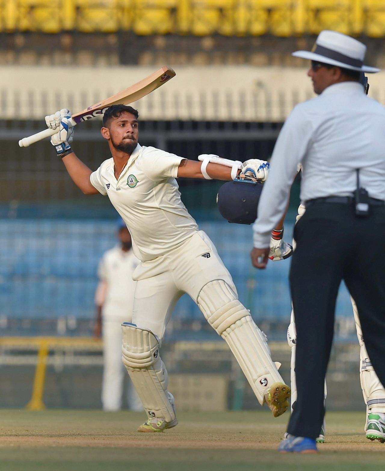 Siddhesh Neral was ecstatic after getting to fifty, Vidarbha v Delhi, Ranji Trophy 2017-18 final, Indore, 3rd day, December 31, 2017