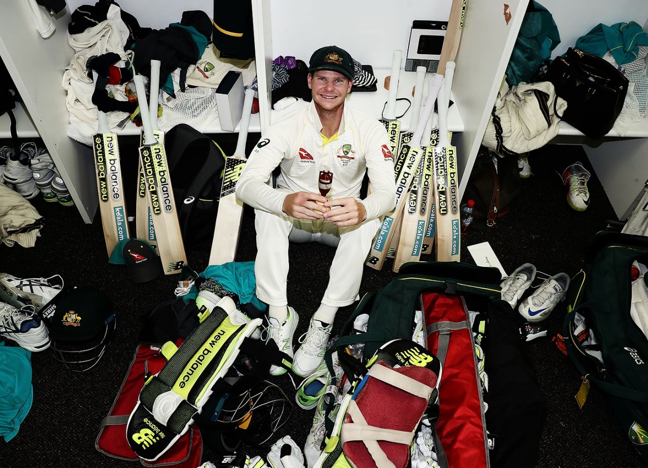 Steven Smith celebrates in the dressing room after winning the Ashes, Australia v England, 3rd Test, Perth, 4th day, December 17, 2017