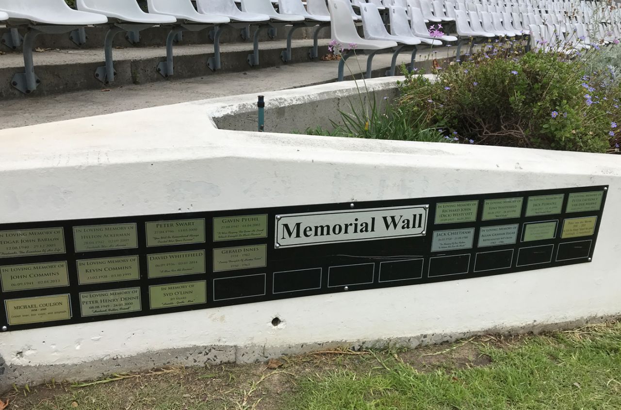 The memorial wall at Newlands, South Africa v India, 1st Test, Cape Town, 3rd day, January 7, 2018
