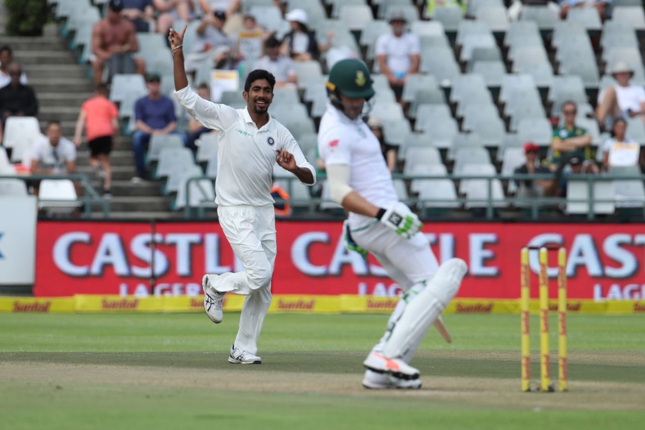 Jasprit Bumrah struck early on the fourth day, South Africa v India, 1st Test, Cape Town, 4th day, January 8, 2018