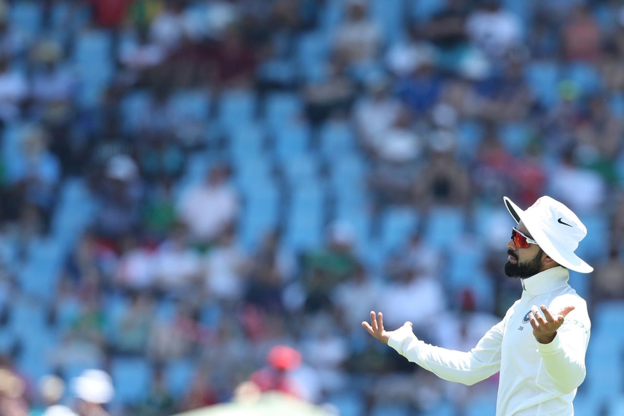 Virat Kohli reacts in the field, South Africa v India, 2nd Test, day 1, Centurion, January 13, 2018