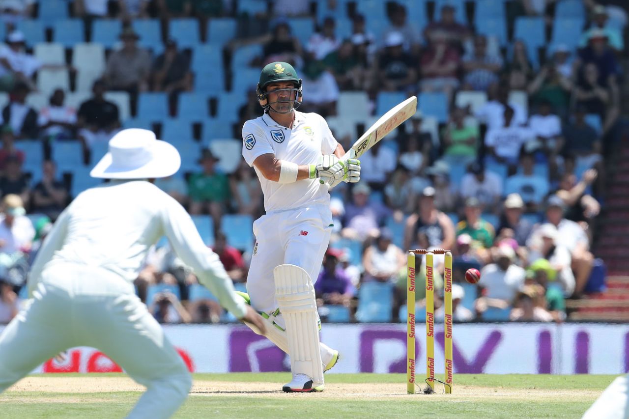 Dean Elgar plays one behind square, South Africa v India, 2nd Test, day 1, Centurion, January 13, 2018