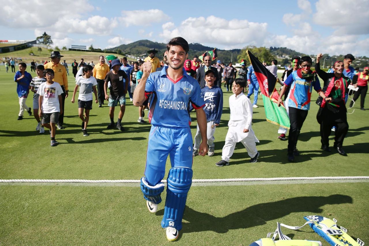Qais Ahmad savours Afghanistan's win in their opening game, Afghanistan v Pakistan, Under-19 World Cup, Whangarei, January 13, 2018