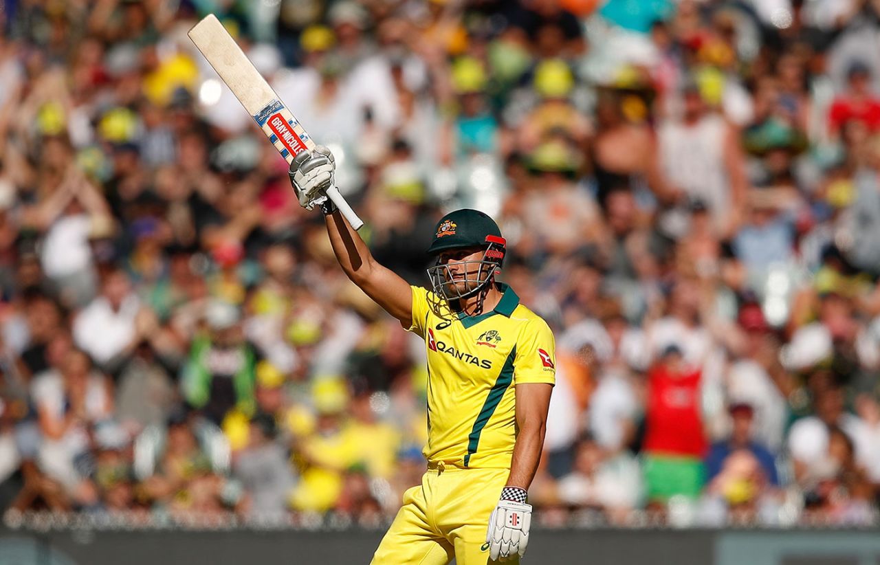 Marcus Stoinis added power to the later stages of Australia's innings, Australia v England, 1st ODI, Melbourne, January 14, 2018
