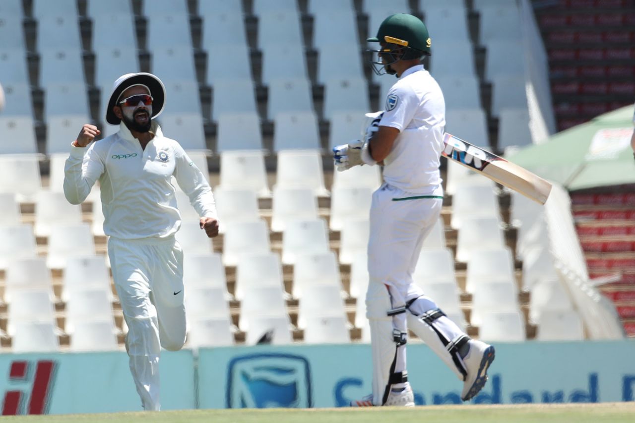 Virat Kohli celebrates Keshav Maharaj's dismissal, South Africa v India, 2nd Test, Centurion, 2nd day, January 14, 2018