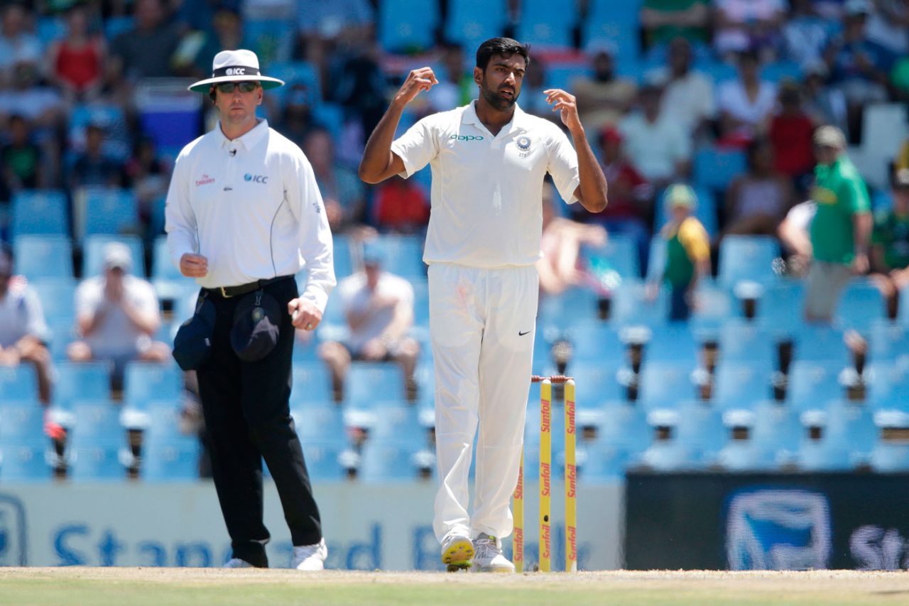 Ravichandran Ashwin picked four wickets in the first innings, South Africa v India, 2nd Test, Centurion, 2nd day, January 14, 2018 