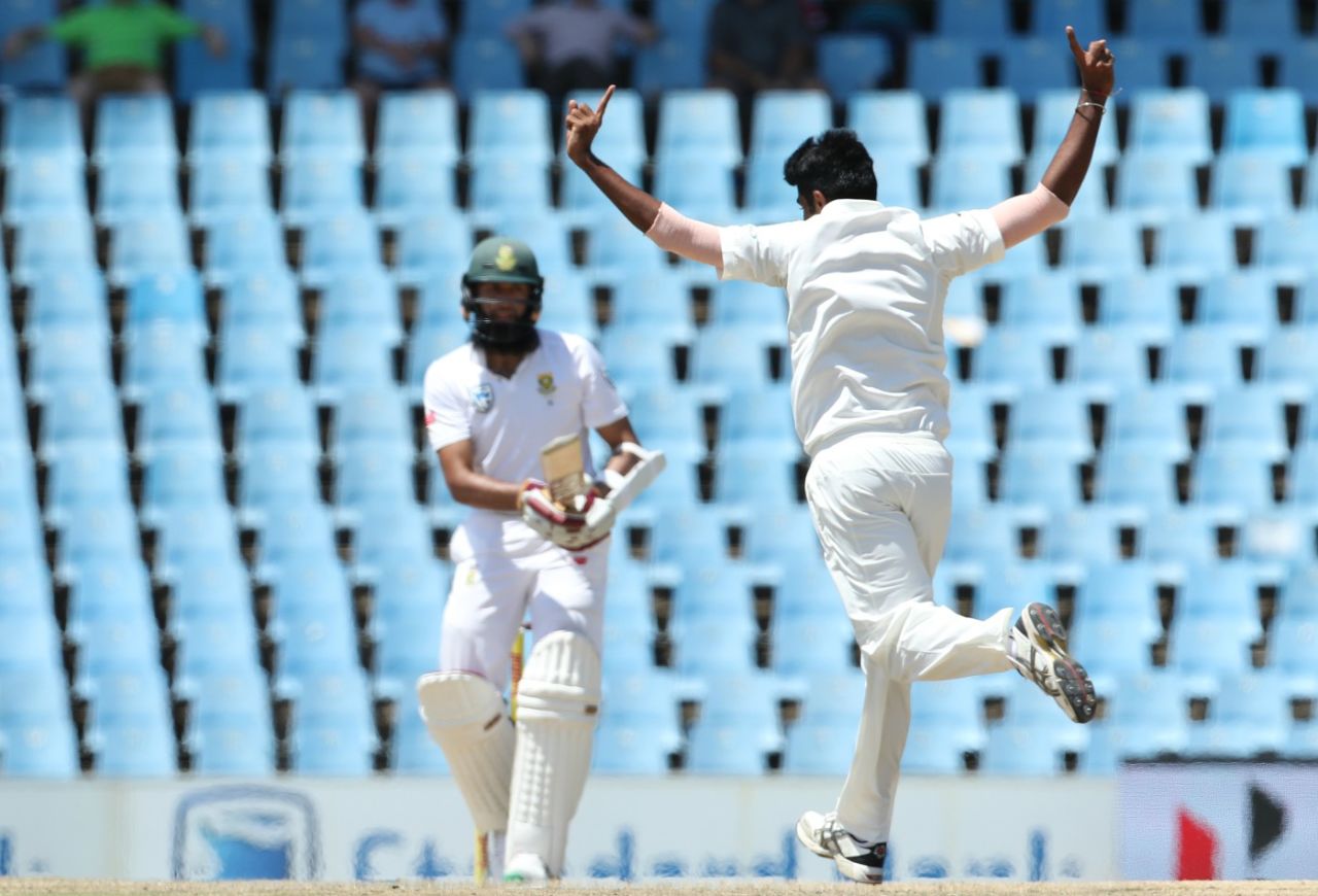 Jasprit Bumrah didn't need to appeal for the lbw of Hashim Amla, South Africa v India, 2nd Test, Centurion, 3rd day, January 15, 2018