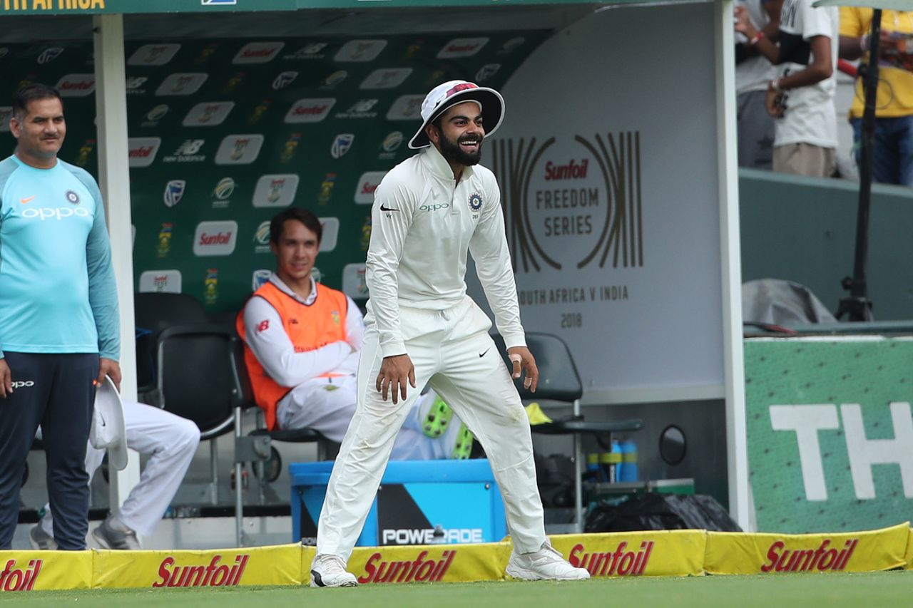 Virat Kohli has a laugh while fielding at the boundary, South Africa v India, 2nd Test, Centurion, 3rd day, January 15, 2018