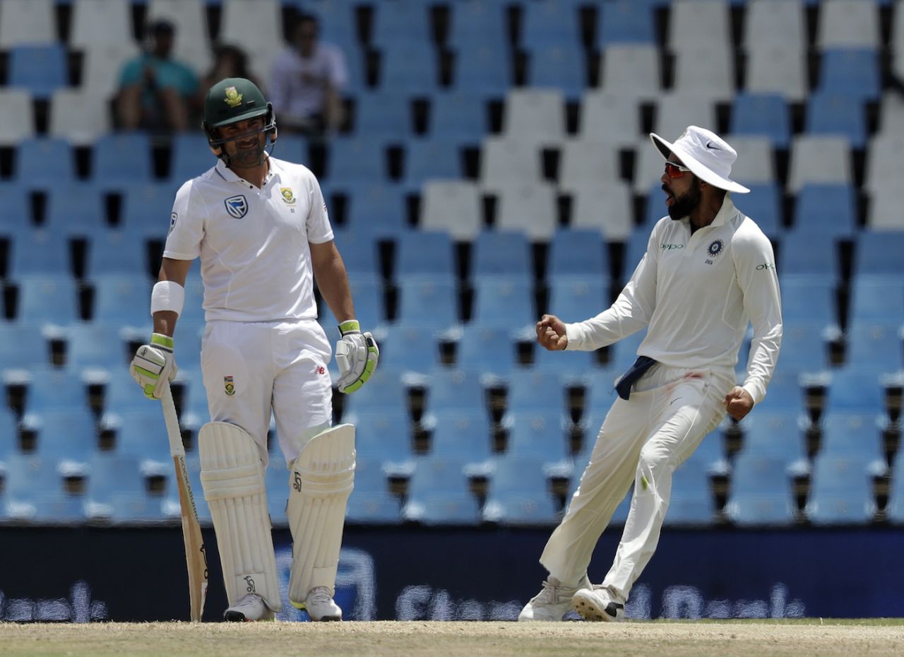 Virat Kohli reacts after Dean Elgar's dismissal, South Africa v India, 2nd Test, Centurion, 4th day, January 16, 2018